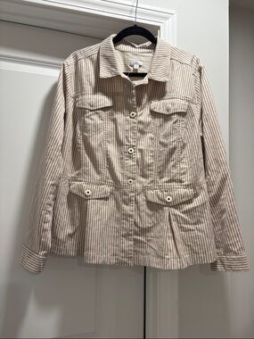 J.Jill Striped Chino Peplum Jacket